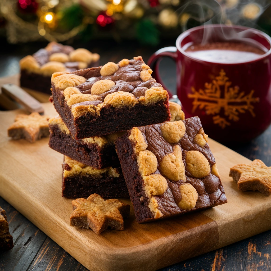 A warm brookie drizzled with chocolate sauce.